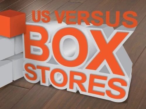 Us Vs Box Stores graphic from McMillen's Carpet Outlet in Clarion